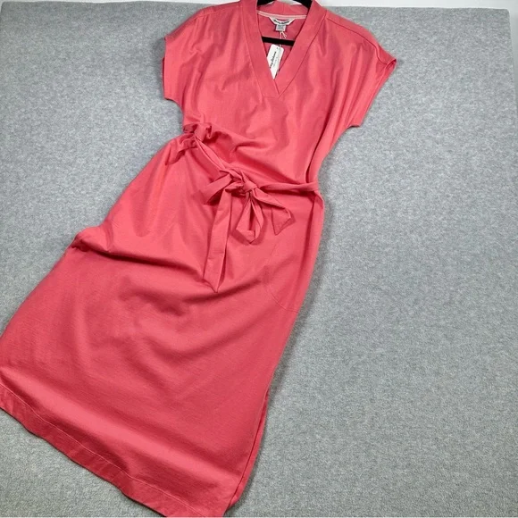 Tommy Bahama Islandscape Jersey Midi Dress NWT Melon Berry V Neck Pockets XS - Picture 9 of 16